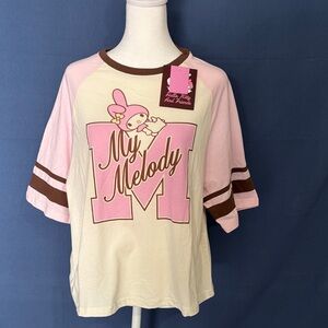 EASTER sale 35% offSanrio My Melody Pink & Cream Raglan Graphic Crop Top